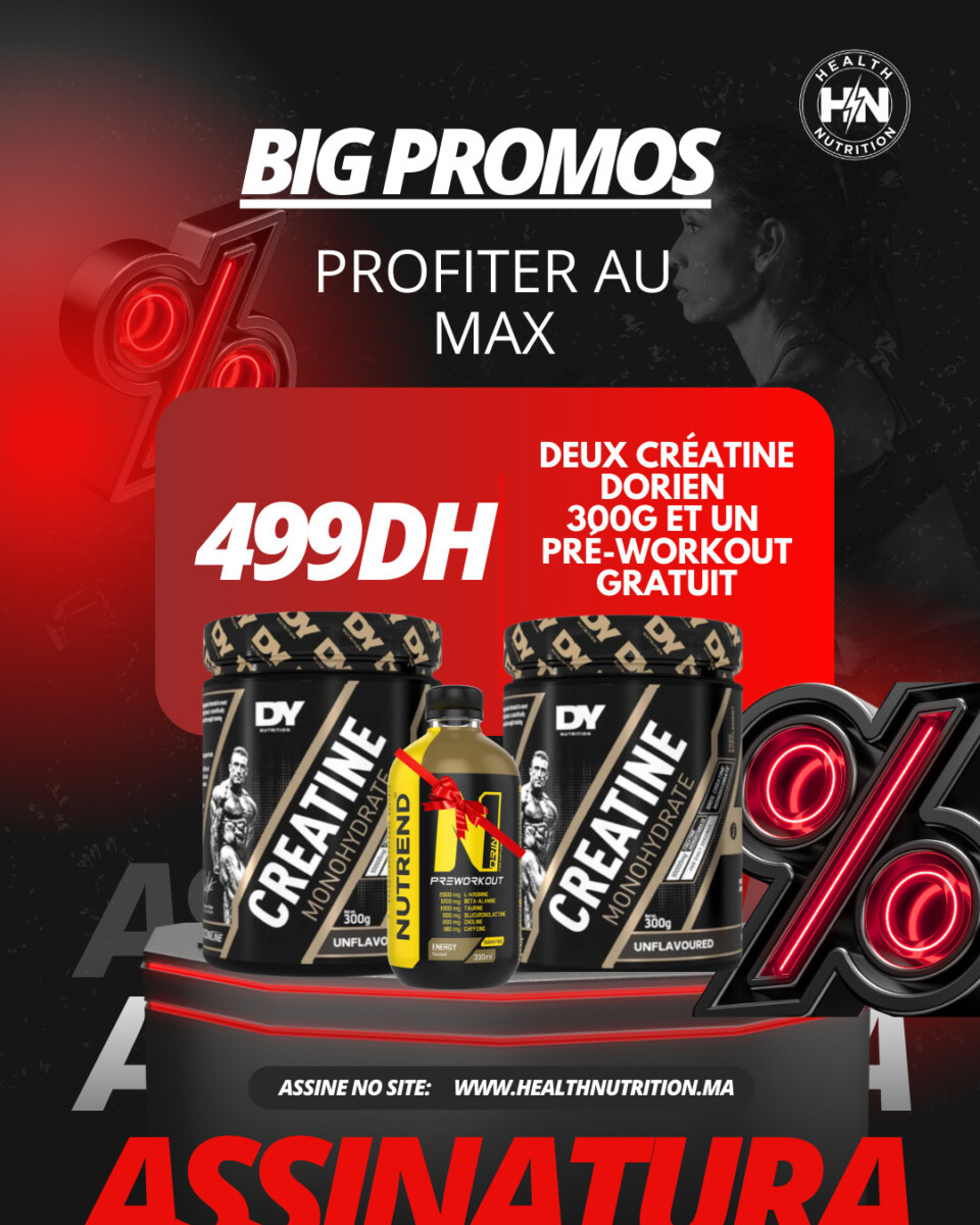 PACK 2 Creatine Dorian Yates 300g et un pre-workout