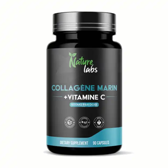 Nature Labs – Collagène Marin + Vitamine C (600 mg) – 90 Capsules