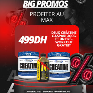 Creatine Gaspari 300g et un pre-workout gratuit