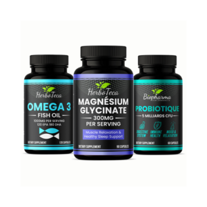 Pack Bien-être Total – Magnésium Glycinate 300mg, Oméga 3 1000mg, Probiotique 5 Milliards CFU