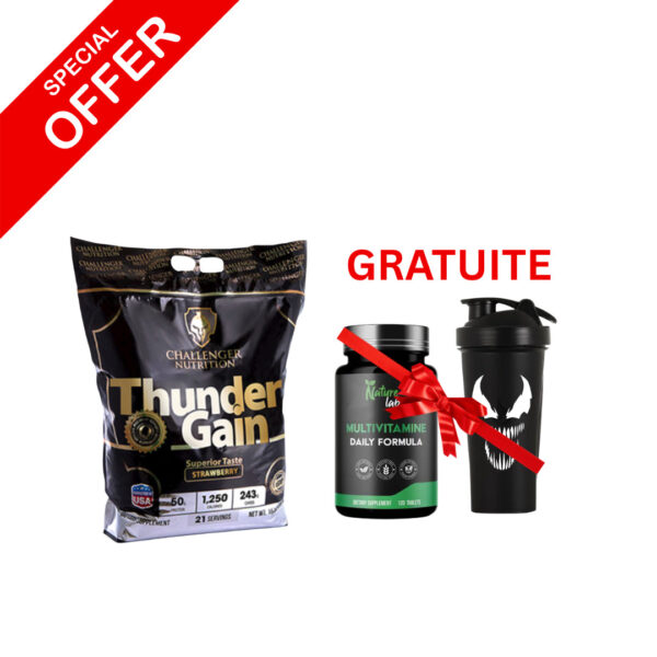 Challenger Nutrition PACK Thunder Gain 7,2KG Plus Mutivitamine et Shaker – Pack Musculation Complet