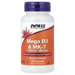 NOW Foods Mega D-3 & MK-7 120 Capsules Végétales Maroc