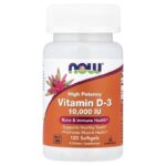 NOW Foods Vitamine D-3 10000 UI 120 Softgels Maroc