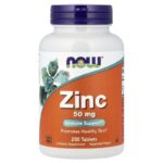 NOW Foods Zinc 50mg 250 Comprimés Maroc